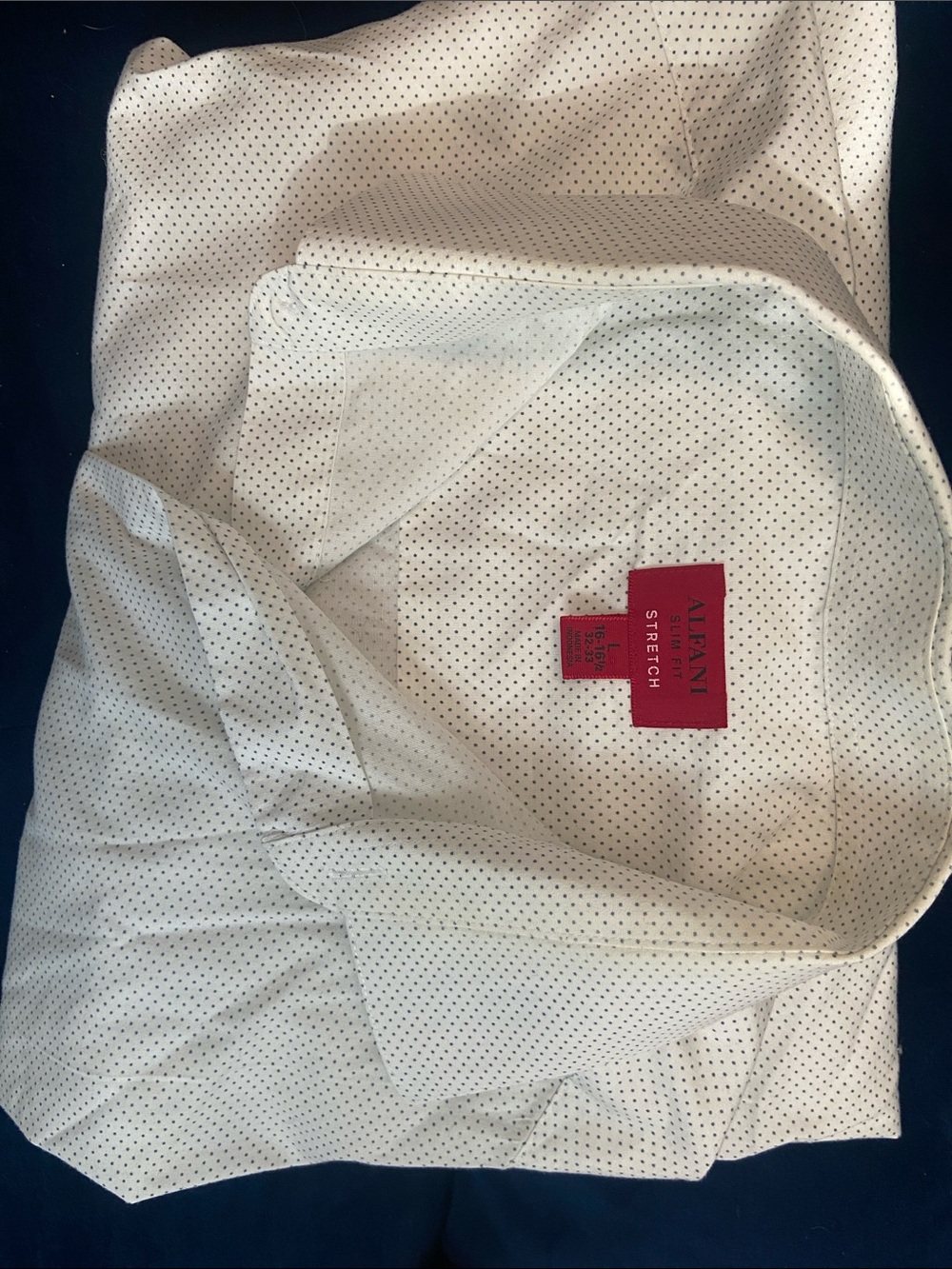 Alfani White Shirt with Black Microdot Pattern